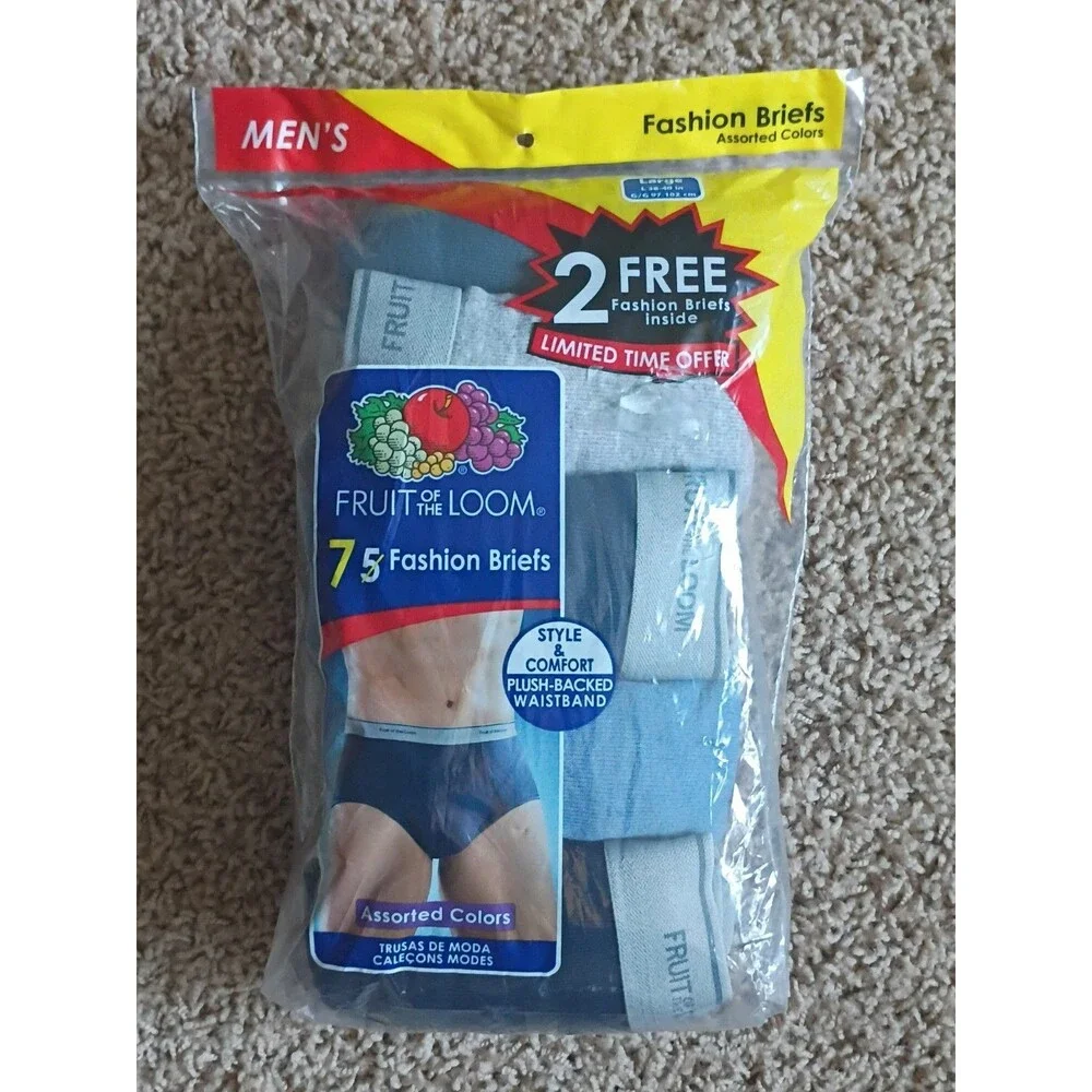 Vintage Fruit of the Loom Men's Sz L 38-40, 7-Pack Fashion Briefs Underwear NOS